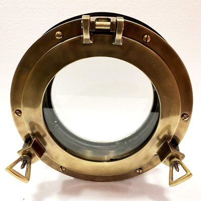 15" Canal Boat Porthole Window Antique Brown Door Window Glass Porthole Home Decor