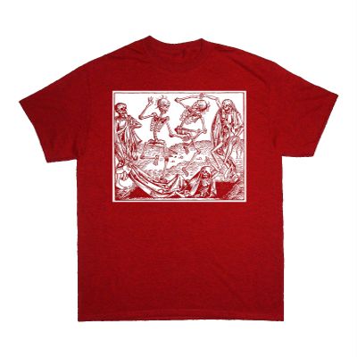 Chat Noir Memento Mori Shirt - Dance of Death Danse Macabre Remember Occult Skeleton Skull (Large)