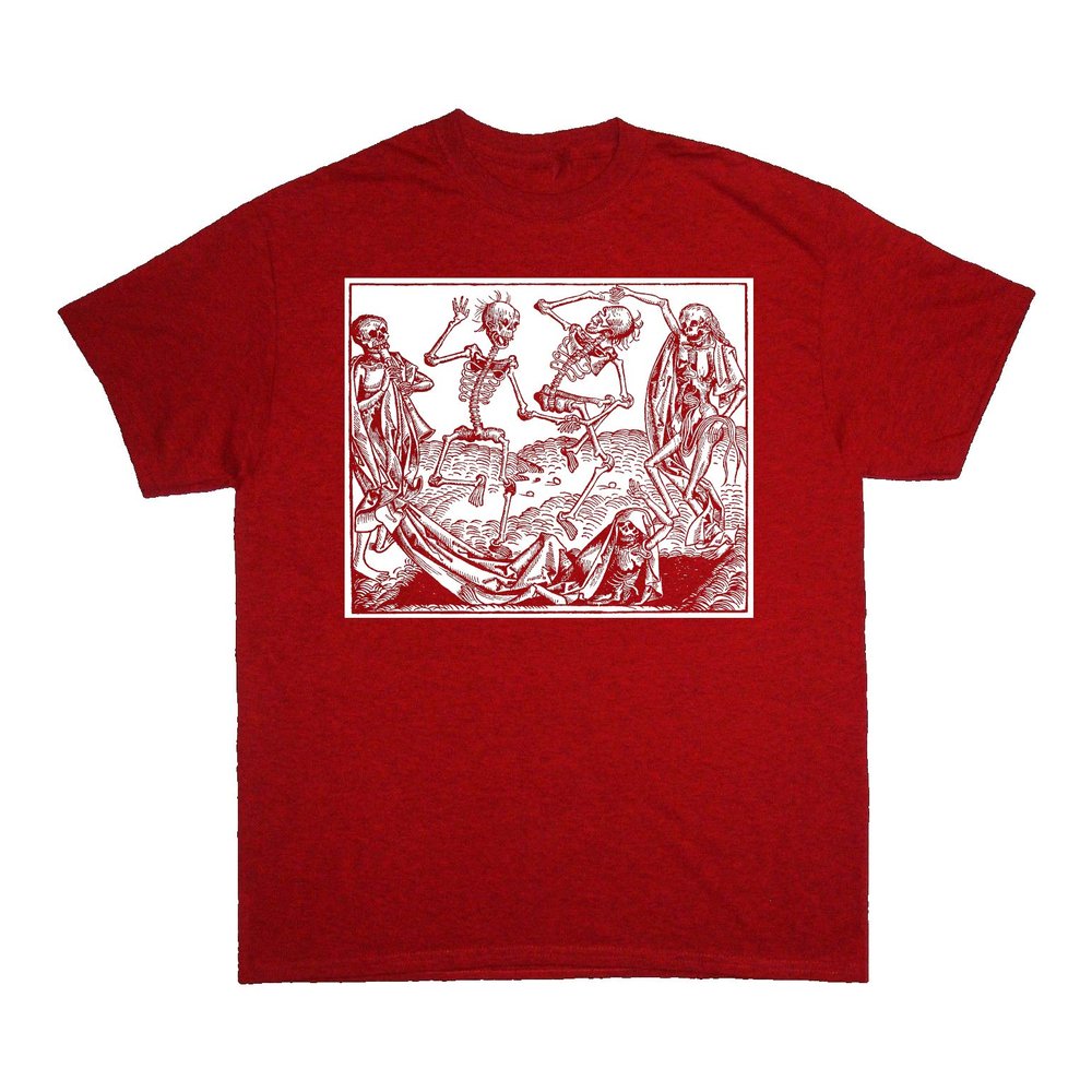 Chat Noir Memento Mori Shirt - Dance of Death Danse Macabre Remember Occult Skeleton Skull (Large)