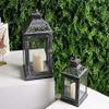 JHY DESIGN Set of 2 Antique Grey Brush Decorative Lanterns Metal Candle Lanterns for Indoor Outdoor Events Paritie and Weddings Vintage Style Hanging Lantern(with Glass) view 3