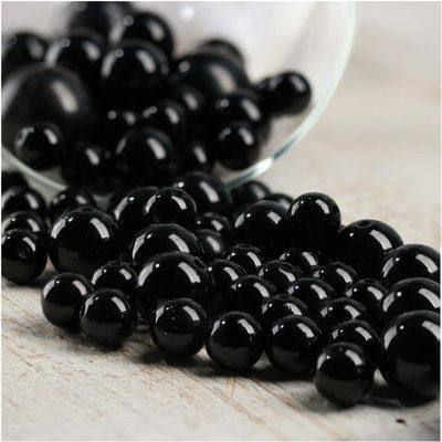 Factory Direct Craft Assorted Size Black Faux Pearl Beads for Elegant Vase Fillers or Table Scatter - Unique Decorative Beads for Weddings, Centerpieces and More