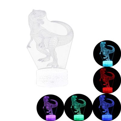 AKOAK Dinosaur Night Light 7 Color Changing LED 3D Optical Illusion Lamp with Remote Control Birthday for Boys Girls Kids Babies and Adults (Dinosaur 3)