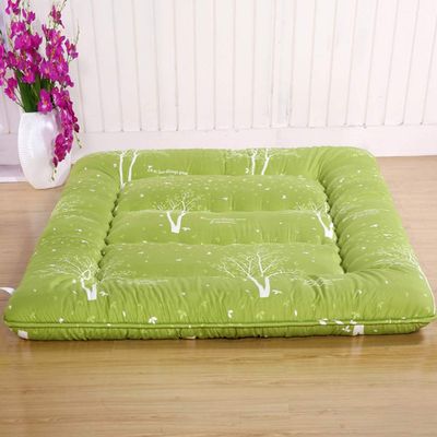 Japanese Floor Futon Mattress, Thick Soft Tatami Sleeping Pad Quilted Fitted Foldable Four Season Mattress Pad Roll Up Mat-Green Full