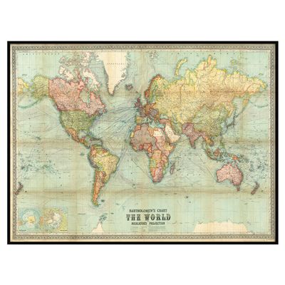 Beautiful World Map Vintage Atlas 1914 Mercator Projection