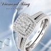 Bansriracha Luxury Brand 925 Sterling Silver Bridal Set Ring for Women with Paved Micro Lab Diamond Platinum Color Wedding Jewelry (6) view 3