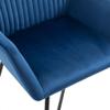 vidaXL 2 Pcs Blue Velvet Dining Chairs - Upholstered Modern Dining Room Seat with Metal Legs view 3