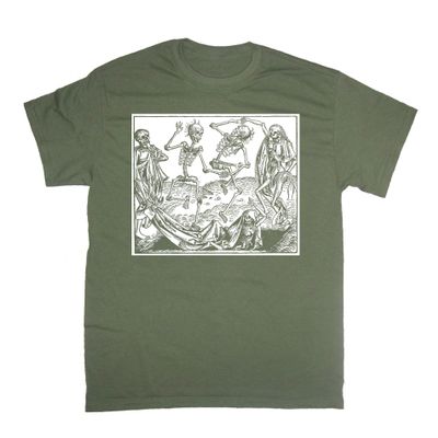 Chat Noir Memento Mori Shirt - Dance of Death Danse Macabre Remember Occult Skeleton Skull (Large)