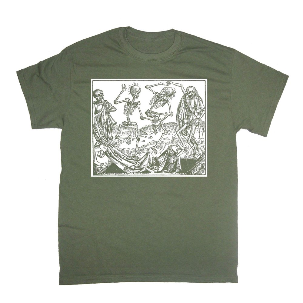 Chat Noir Memento Mori Shirt - Dance of Death Danse Macabre Remember Occult Skeleton Skull (Large)