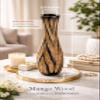 AeraVida Beautifully Hand Carved Etched Dark Brown Mango Tree Wood Vase | 14 inch | Classic Flower Vase view 3