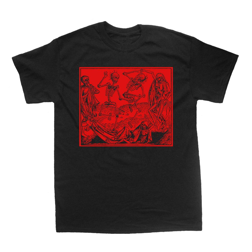 Chat Noir Memento Mori Shirt - Dance of Death Danse Macabre Remember Occult Skeleton Skull (Large)