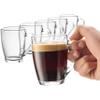 Bormioli Rocco Glass Coffee Mug Set, (6 Pack) 10 Ounce with Convenient Handle, Tea Glasses for Hot/Cold Beverages, Thermal Shock Resistant, Tempered Glass, for Cappuccino, Latte, Espresso, clear. view 1