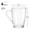 Bormioli Rocco Glass Coffee Mug Set, (6 Pack) 10 Ounce with Convenient Handle, Tea Glasses for Hot/Cold Beverages, Thermal Shock Resistant, Tempered Glass, for Cappuccino, Latte, Espresso, clear. view 3