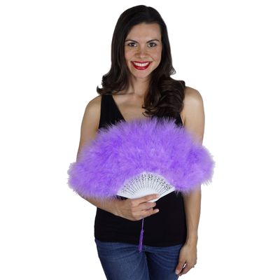 ZUCKER Small Marabou Feather Fan - Vintage Costume Folding Hand Fan - Burlesque Showgirl Decorative Folding Fans for Women