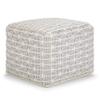 SIMPLIHOME Noreen Square Pouf - 18 inch Wide Upholstered Handwoven Cotton Ottoman in Light Blue and White, Boho Footstool or Extra Seating for Living Room with Polystyrene Filling, Assembled view 1