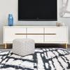 SIMPLIHOME Noreen Square Pouf - 18 inch Wide Upholstered Handwoven Cotton Ottoman in Light Blue and White, Boho Footstool or Extra Seating for Living Room with Polystyrene Filling, Assembled view 2