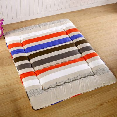 Japanese Floor Futon Mattress, Thick Soft Tatami Sleeping Pad Quilted Fitted Foldable Four Season Mattress Pad Roll Up Mat-Stripe Queen