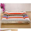 Japanese Floor Futon Mattress, Thick Soft Tatami Sleeping Pad Quilted Fitted Foldable Four Season Mattress Pad Roll Up Mat-Stripe Queen view 3