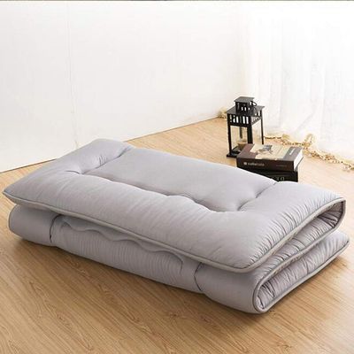 Japanese Floor Futon Mattress, Thick Soft Tatami Sleeping Pad Quilted Fitted Foldable Four Season Mattress Pad Roll Up Mat-Grey Queen
