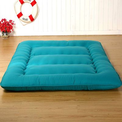 Japanese Floor Futon Mattress, Thick Soft Tatami Sleeping Pad Quilted Fitted Foldable Four Season Mattress Pad Roll Up Mat-Blue 100x200cm(39x79inch)