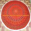 Beach Red Throw Sheet Mandala Cloth Roundie Round Round Boho Picnic Yoga Yoga Gypsy Beach Garden Indian Towel Mat Cotton Hippy Tapestry Table Round With Beautiful Tassels (Pattern005, 72 Inches) view 1
