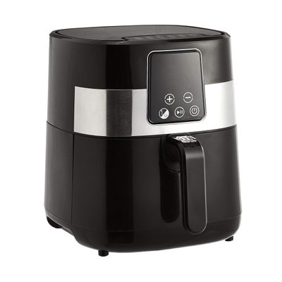 Amazon Basics 3.2 Quart 6-In-1 Digital Air Fryer with Non-Stick Basket, Timer, Auto Shut-Off, Touch Screen, 1400W, 180-400F Temperature Range, Black/Silver