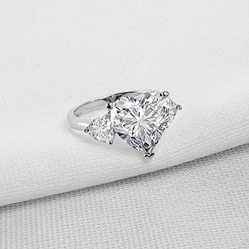 Bansriracha 5 ct Classic Engagement Rings 925 Sterling Silver Heart Cut Sona Simulated Diamond Lady Bridal Ring Jewelry Gifts (6.5)