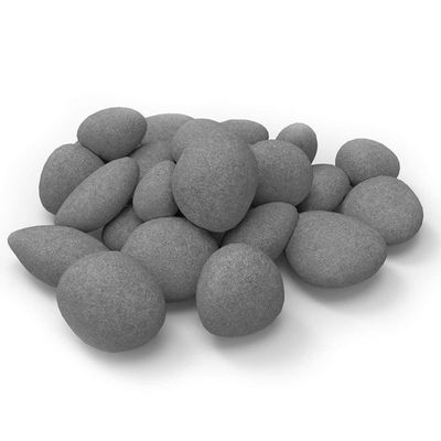 24 PCS Fireplace Ceramic Pebbles for Firepits for All Types of Indoor, Gas Inserts, Ventless & Vent Free, Electric, or Outdoor Fireplaces & Fire Pits. Realistic Clean Burning Accessories (grey)