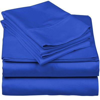 600-Thread-Count 100% Egyptian Cotton Bed Sheets, 5-Pc King,Royale Blue Sheet Set, Sateen Weave, Fits Mattress Upto 27'' Deep Pocket