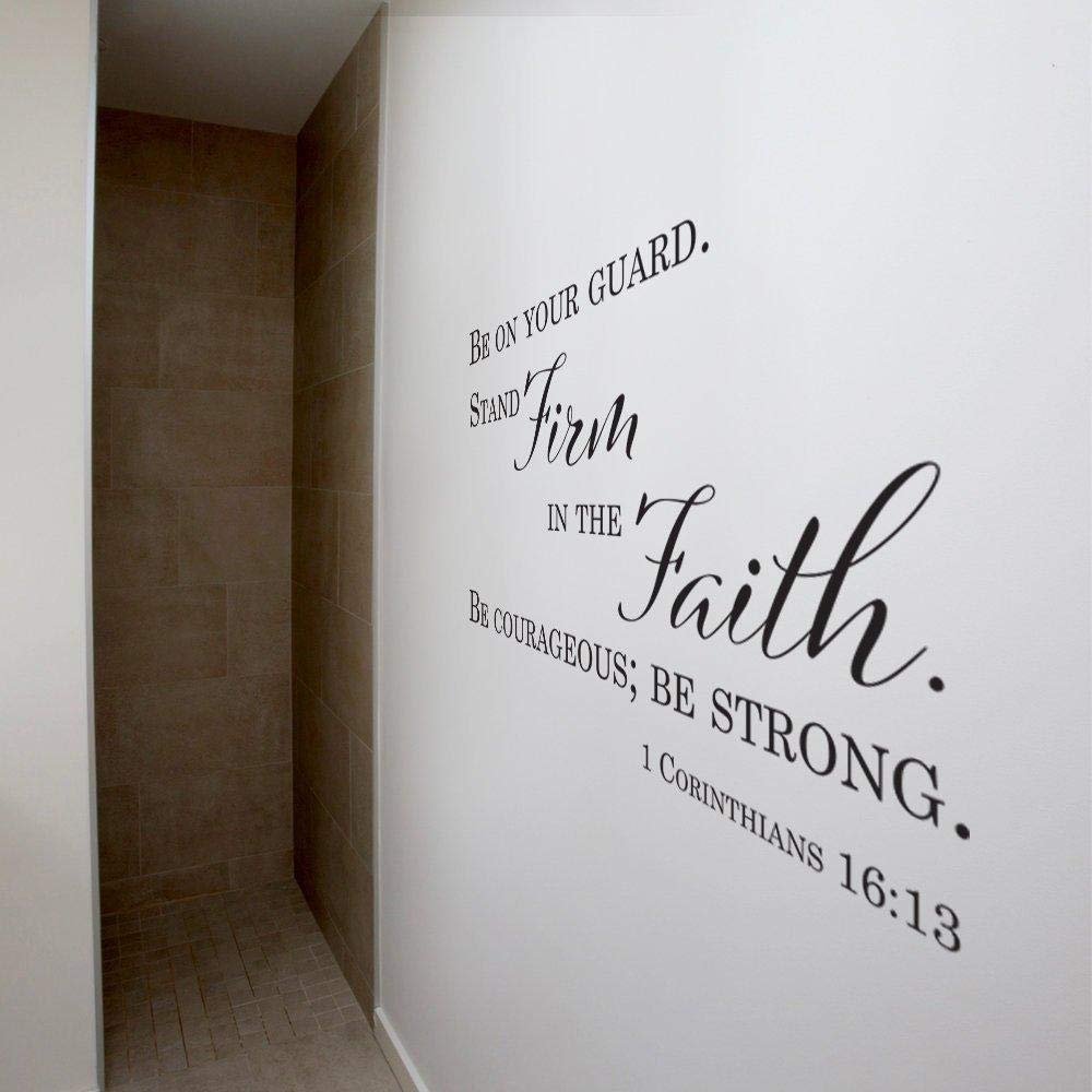 Corinthians Bible Verse Wall Decal - Scripture Removable Wall Decor for Bedroom Bible Verses Decals Quotes Stickers Stand Firm in Faith 1 Cor 16:13, q05