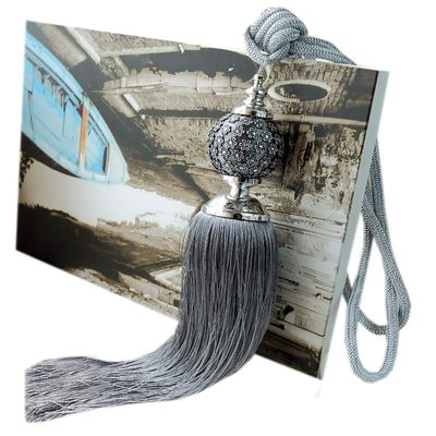 1 Pair European Style Flower Pattern Tassels Curtain Tiebacks Rope Tassel Curtain Holdbacks Curtain Buckle Teback Holder (Gray)