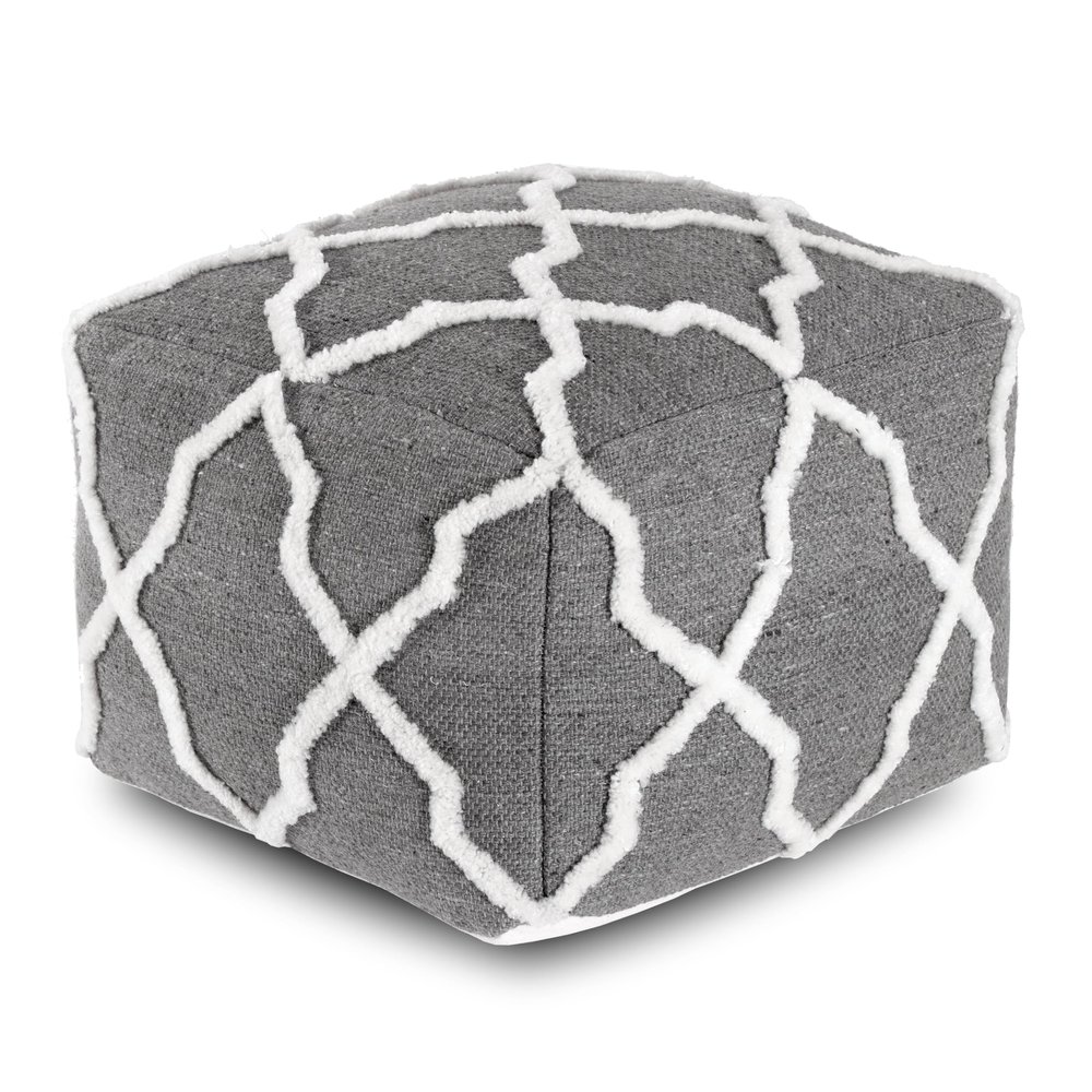 Anji Mountain Square Pouf , 24" x 24" x 17", Gray
