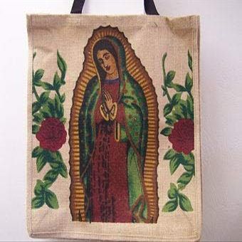 Latin American Imports Virgin of Guadalupe Sturdy Jute Shopping Bag 18" x 18" x 4.5"