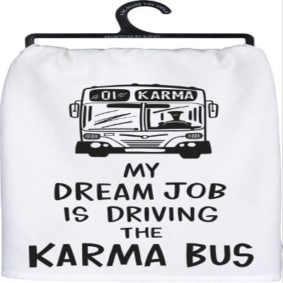 Primitives by Kathy LOL Dish Towel, 28"x 28", Dream Job Karma Bus