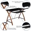 Flash Furniture Jude Black Glass Computer Desk with Pull-Out Keyboard Tray and Crisscross Frame view 4