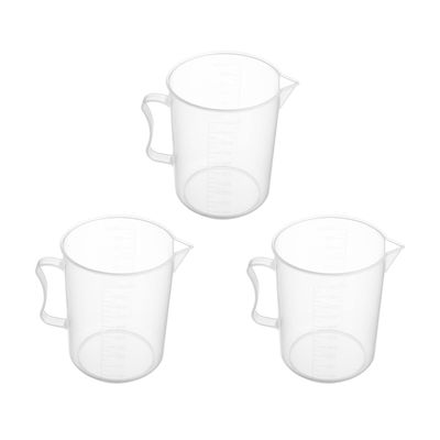Othmro Measuring Cup 1000ml Plastic Graduated Beaker Transparent with Handle for Lab Kitchen Liquids 3 Pcs