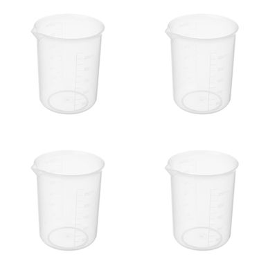 Othmro Measuring Cups 250ml PP Plastic Graduated Beaker Transparent for Lab Kitchen Liquids 5PCS