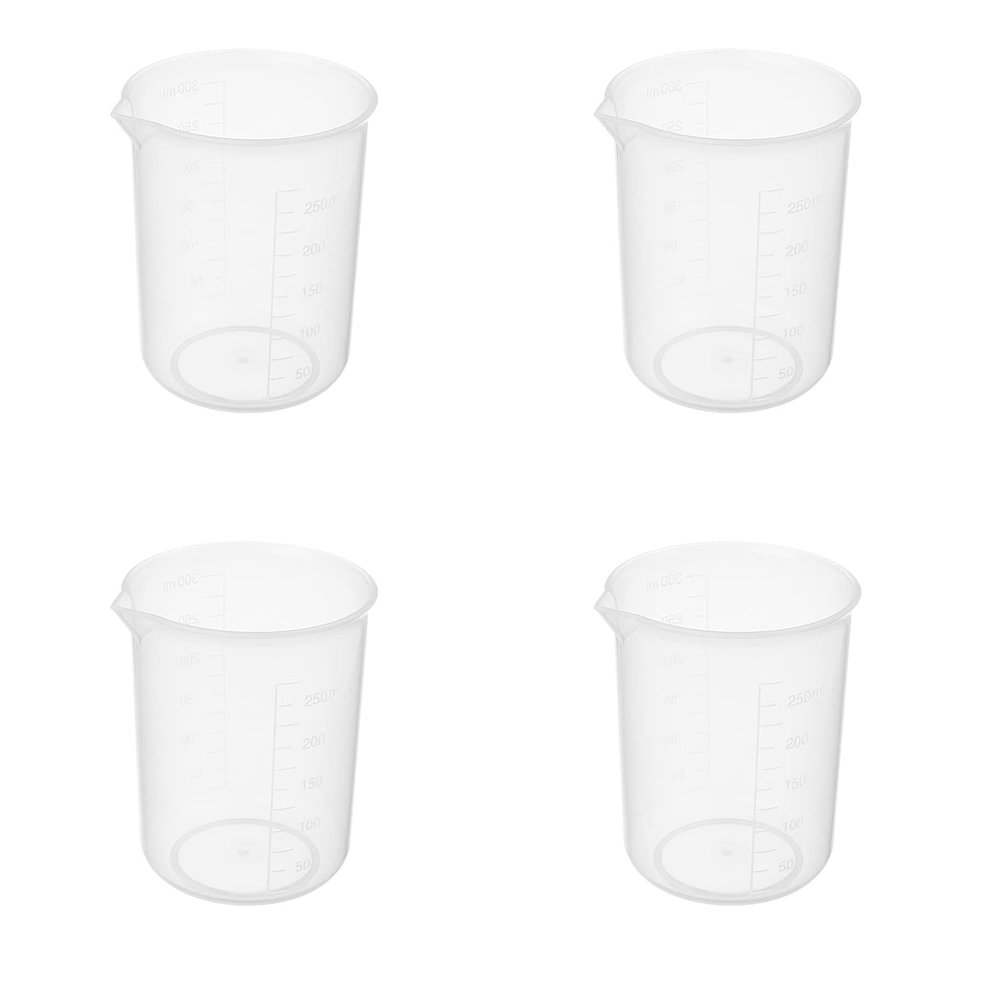Othmro Measuring Cups 250ml PP Plastic Graduated Beaker Transparent for Lab Kitchen Liquids 5PCS