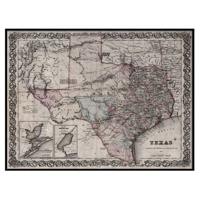 Texas Map, Vintage Map of Texas, State Map, Vintage Wall Art, Home Decor, Framed Options Available, Circa 19th C