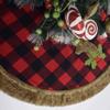 Gireshome Buffalo Check Plaid with Reindeer Faux Fur Applique Embroidey Center, Faux Fur Border 50" Christmas Tree Skirt view 2
