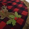 Gireshome Buffalo Check Plaid with Reindeer Faux Fur Applique Embroidey Center, Faux Fur Border 50" Christmas Tree Skirt view 3