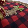 Gireshome Buffalo Check Plaid with Reindeer Faux Fur Applique Embroidey Center, Faux Fur Border 50" Christmas Tree Skirt view 4