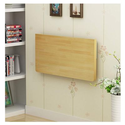 Concise Drop-Leaf Table Wall Mounted Solid Wood Kitchen Dining Desk with 2 Brackets Office Computer Desk Laptop Stand for Small Spaces Multi-Size Optional(70x50cm)