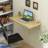 Concise Drop-Leaf Table Wall Mounted Solid Wood Kitchen Dining Desk with 2 Brackets Office Computer Desk Laptop Stand for Small Spaces Multi-Size Optional(70x50cm) view 2