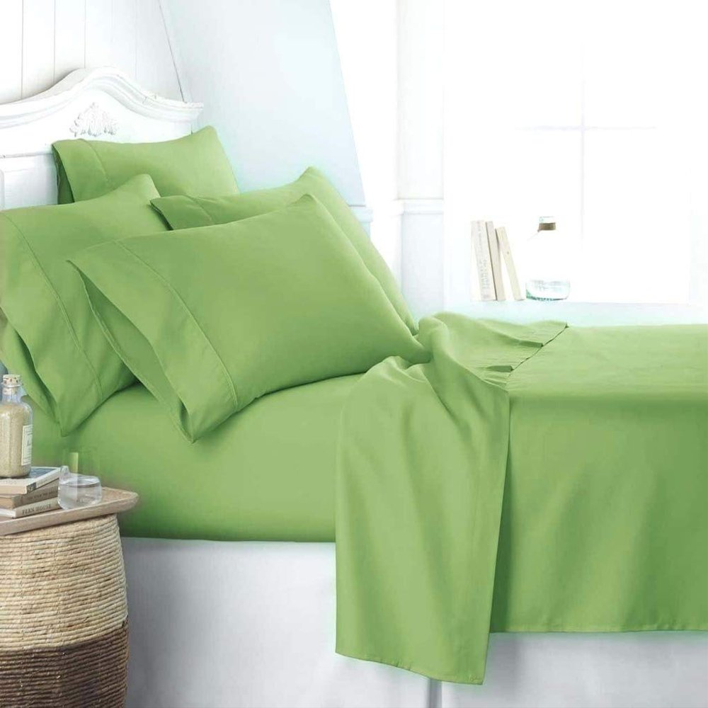JESIRA Egyptian Cotton Sateen Weave Finish 6pc Sheet Set 10-12 inch deep Mattress 620 Thread Count Sage Solid,Emperor - 84" x 84"