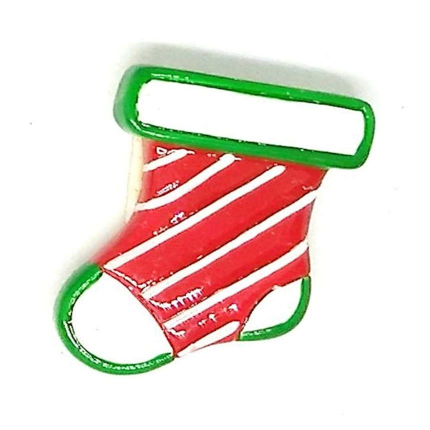 Santa's Pen Table Top Wood Fireplace to Personalize (RED Stripe Stocking)