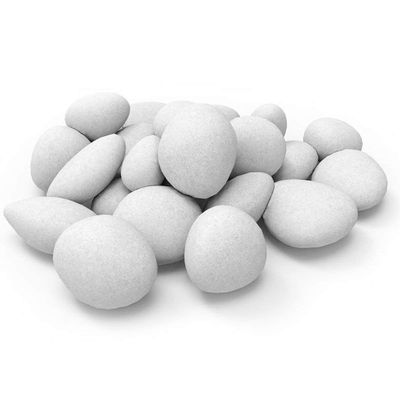 24 PCS Fireplace Ceramic Pebbles for Firepits for All Types of Indoor, Gas Inserts, Ventless & Vent Free, Electric, or Outdoor Fireplaces & Fire Pits. Realistic Clean Burning Accessories  (White)