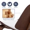 Belleze Mid-Century Modern Shell Side Accent Tripod Plywood Lounge Chair Walnut Upholstered Faux Leather, White view 4