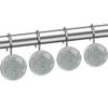 Nautical Shower Curtain Hooks, Pastel Toned Sea Shell Starfish Mollusk Seahorse Coral Reef Motif Design,12 Piece Crystal Grass Decorative Rolling Shower Curtain Rings Hooks for Bathroom view 2