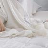 59"x79" Decorative White Pom Pom Throw Blanket Knitted Cotton Cable Blanket Couch Bed Sofa Decor Throw Blanket Idea view 2