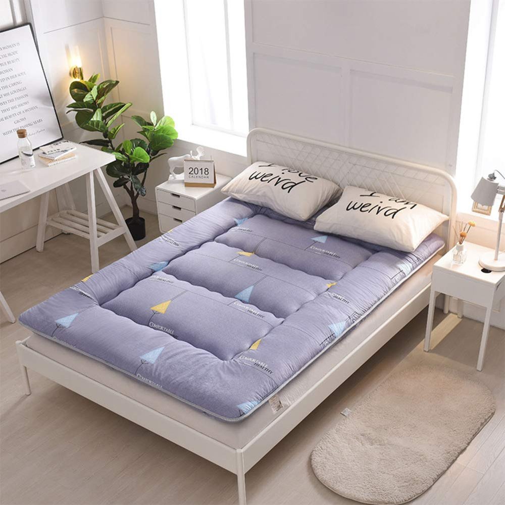 Japanese Floor Futon Mattress, Thick Soft Tatami Sleeping Pad Quilted Fitted Foldable Four Season Mattress Pad Roll Up Mat-d Queen